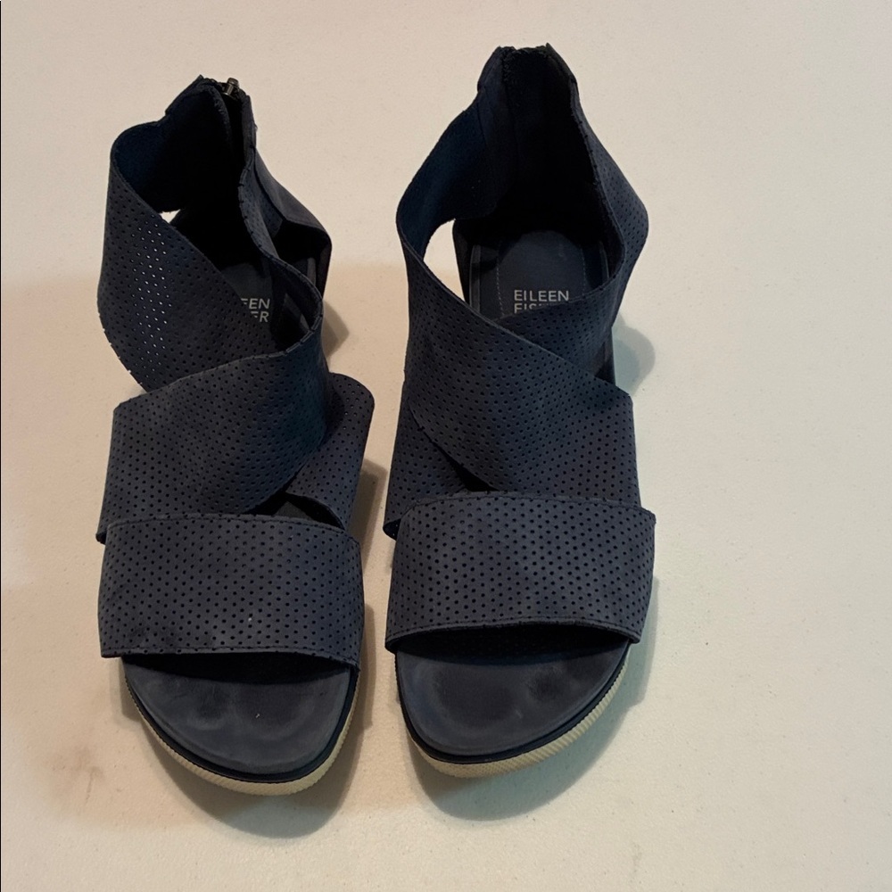 Eileen Fisher Midnight Blue Perforated Sandals